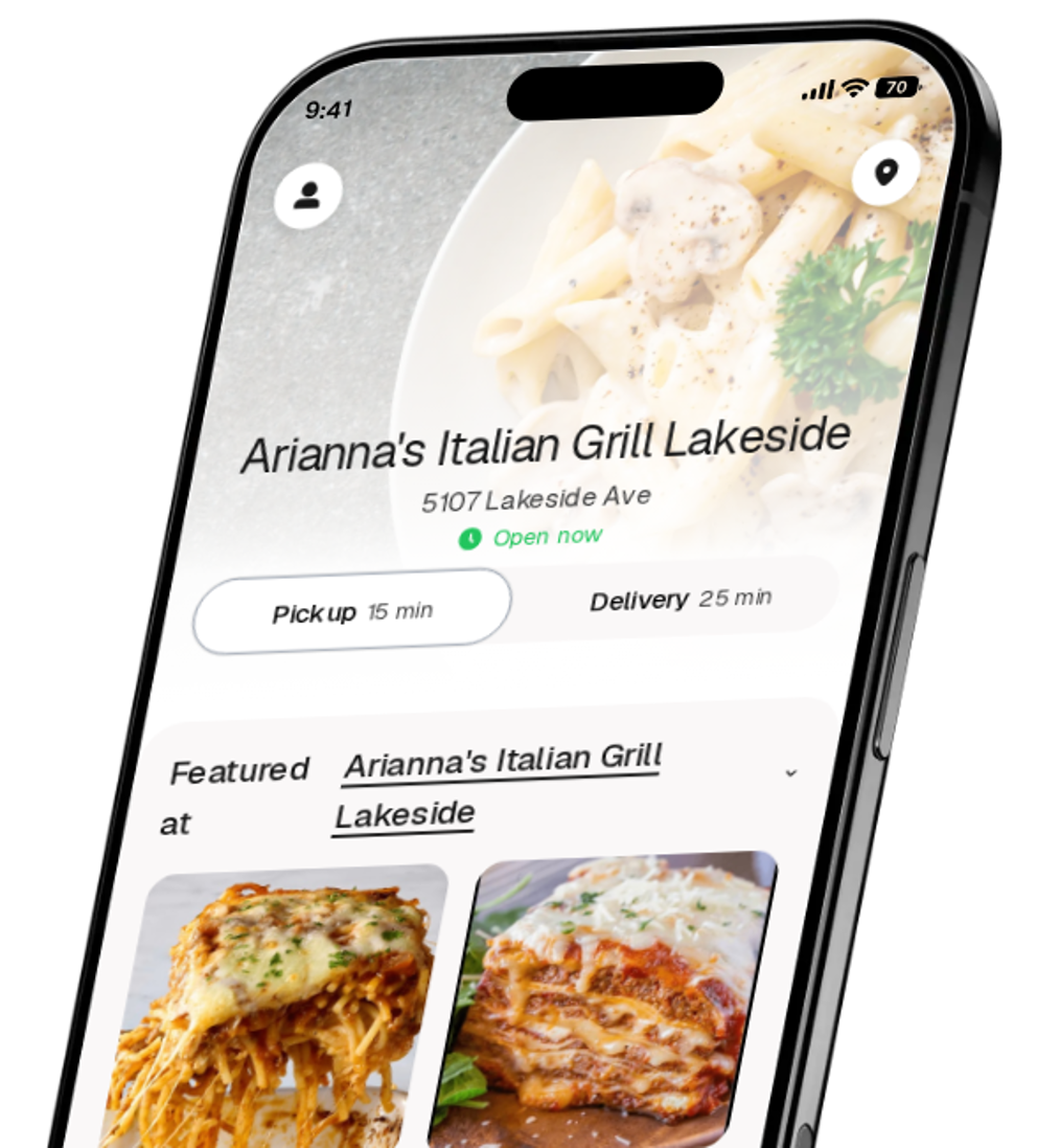 Arianna's Italian Grill Lakeside app preview